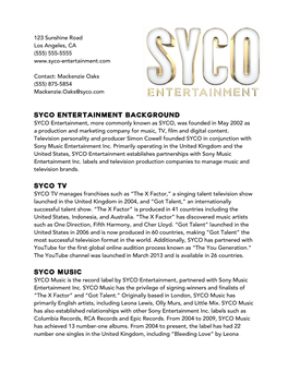 Syco Entertainment Background Syco TV Syco Music