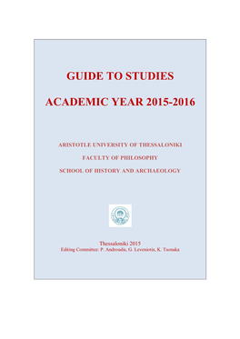 Guide to Studies Academic Year 2015-2016