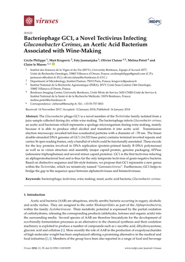 Bacteriophage GC1, a Novel Tectivirus Infecting Gluconobacter Cerinus, an Acetic Acid Bacterium Associated with Wine-Making