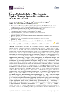 Tracing Metabolic Fate of Mitochondrialglycine Cleavage