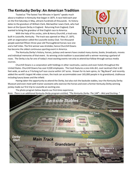 The Kentucky Derby: an American Tradition Touted As “The Fastest Two Minutes in Sports” Speaks Much About a Tradition in Kentucky That Began in 1875