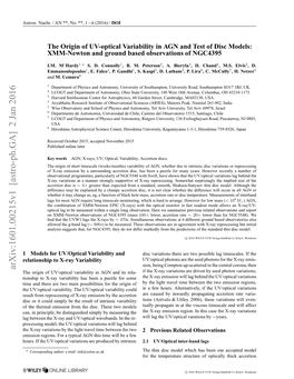 The Origin of UV-Optical Variability in AGN and Test of Disc Models: XMM