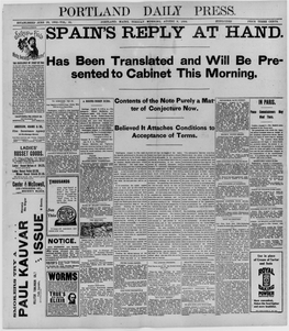 Portland Daily Press: August 9, 1898