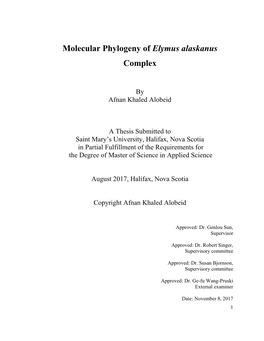 Molecular Phylogeny of Elymus Alaskanus Complex