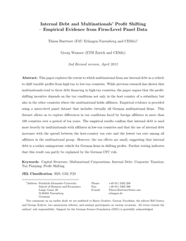 Internal Debt and Multinationals' Profit Shifting – Empirical Evidence From