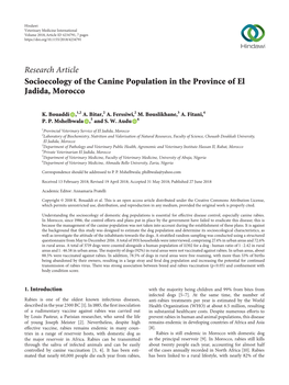Research Article Socioecology of the Canine Population in the Province of El Jadida, Morocco