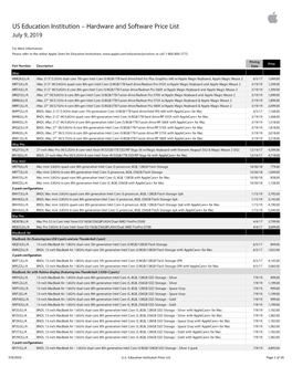 US Education Institution Price List