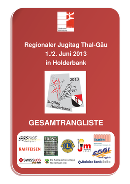 Gesamtrangliste Jugitag 2013 Holderbank