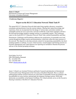 Report on the B.E.S.T. Education Network Think Tank IV