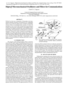 High-Q Micromechanical Oscillators and Filters for Communications