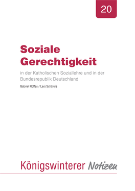 Soziale Gerechtigkeit in Der Katholischen Soziallehre Und in Der Bundesrepublik Deutschland