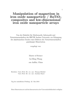 Manipulation of Magnetism in Iron Oxide Nanoparticle / Batio3 Composites and Low-Dimensional Iron Oxide Nanoparticle Arrays