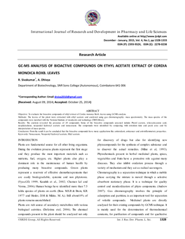 Research Article GC-MS ANALYSIS of BIOACTIVE COMPOUNDS ON