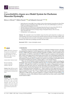 Caenorhabditis Elegans As a Model System for Duchenne Muscular Dystrophy