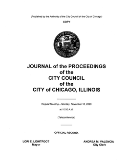 JOURNAL of the PROCEEDINGS of the CITY COUNCIL of the CITY of CHICAGO, ILLINOIS