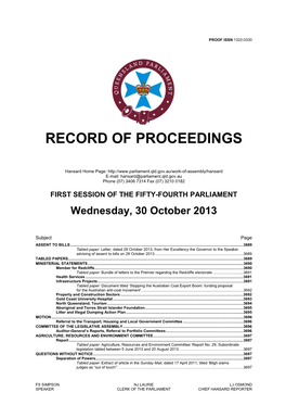 Record of Proceedings