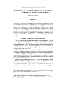 The Christology of the Lynching Tree: Barth’S Crimson Thread, Mamie Till Bradley and the Indictment of White Supremacy