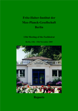 Fritz-Haber-Institut Der Max-Planck-Gesellschaft Berlin Reports