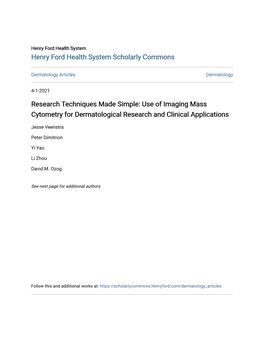 Use of Imaging Mass Cytometry for Dermatological Research and Clinical Applications