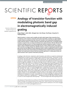 Analogy of Transistor Function with Modulating Photonic Band Gap In