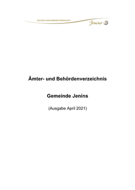 Ämter- Und Behördenverzeichnis Gemeinde Jenins