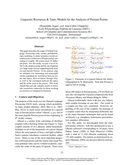 Linguistic Resources and Topic Models for the Analysis of Persian