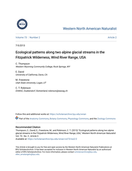 Ecological Patterns Along Two Alpine Glacial Streams in the Fitzpatrick Wilderness, Wind River Range, USA