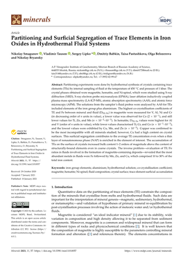 Partitioning and Surficial Segregation of Trace Elements in Iron Oxides In