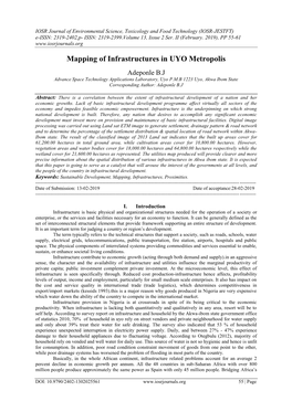 Mapping of Infrastructures in UYO Metropolis