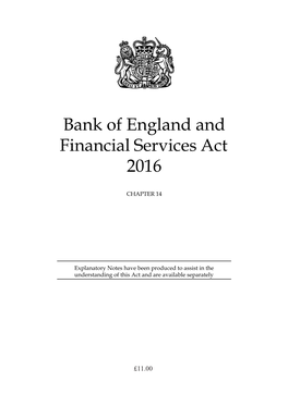 Bank of England and Financial Services Act 2016