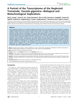 Trematode, Fasciola Gigantica—Biological and Biotechnological Implications