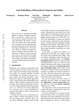 Joint Embeddings of Hierarchical Categories and Entities