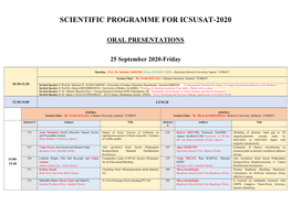 Scientific Programme for Icsusat-2020