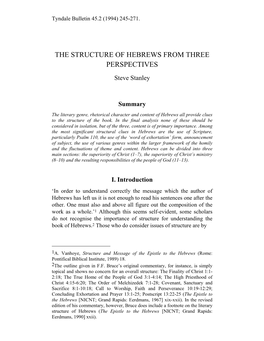 The Structure of Hebrews from Three Perspectives