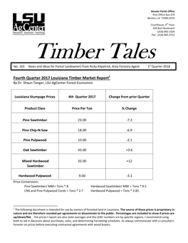 Fourth Quarter 2017 Louisiana Timber Market Report1 by Dr