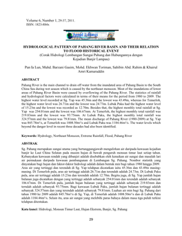 Hydrological Pattern of Pahang River Basin and Their Relation to Flood