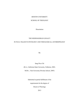 BOSTON UNIVERSITY SCHOOL of THEOLOGY Dissertation THE