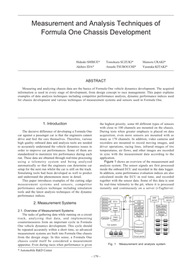 Measurement and Analysis Techniques of Formula One Chassis Development