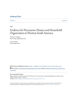 Evidence for Preceramic Houses and Household Organization in Western South America Michael A