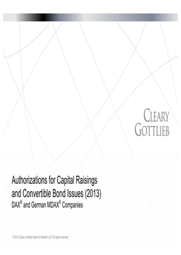 Authorizations for Capital Raisings and Convertible Bond Issues (2013) DAX® and German MDAX® Companies