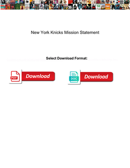 New York Knicks Mission Statement