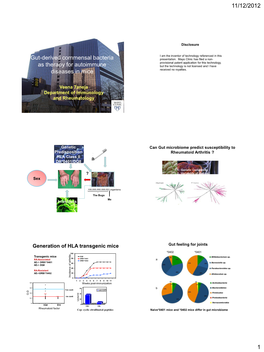 Gut-Derived Commensal Bacteria As Therapy for Autoimmune Diseases In