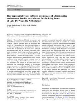 How Representative Are Subfossil Assemblages of Chironomidae and Common Benthic Invertebrates for the Living Fauna of Lake De Waay, the Netherlands?