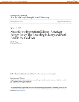 American Foreign Policy, the Recording Industry, and Punk Rock in the Cold War Mindy Clegg Georgia State University