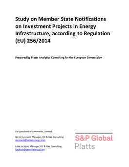 Study on Member State Notifications on Investment Projects in Energy Infrastructure, According to Regulation (EU) 256/2014