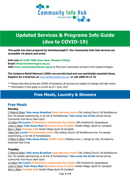 Updated Services & Programs Info Guide (Due to COVID-19)