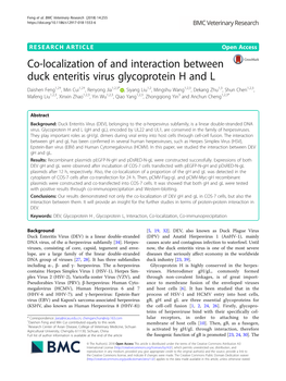 Co-Localization of and Interaction Between Duck Enteritis Virus