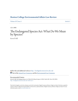 The Endangered Species Act: What Do We Mean by Species?, 20 B.C