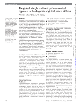 The Gluteal Triangle: a Clinical Patho-Anatomical Approach to the Diagnosis of Gluteal Pain in Athletes a Franklyn-Miller,1,2 E Falvey,1,2 P Mccrory1