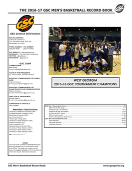 The 2016-17 Gsc Men's Basketball Record Book